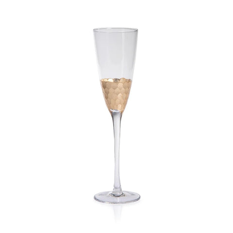 Fez Cut Glass Champagne Flute With Gold Leaf