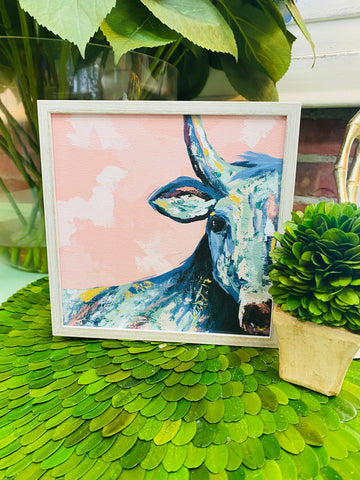 Pastel Cow Framed Canvas