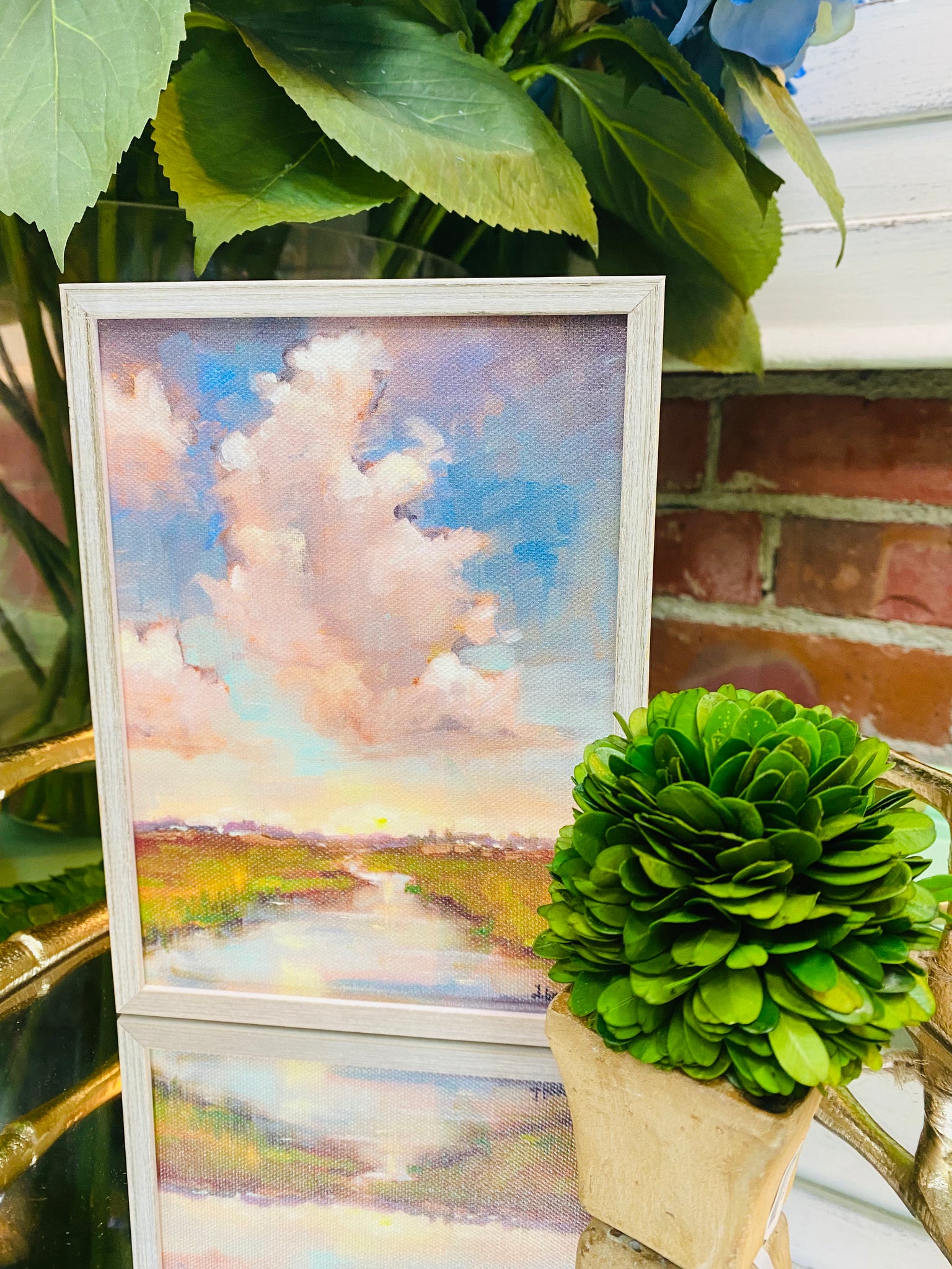 Sunset Over The Marsh Framed Canvas