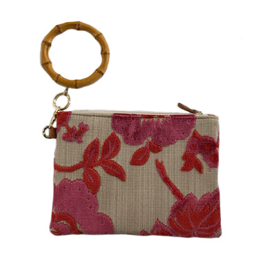 Violet Clutch Wristlet | Coral Pink Chenille Peony