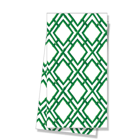 Cotton Tea Towel | Green Bamboo Trellis